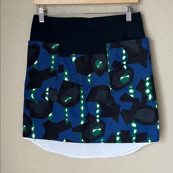 NWF Jil sander navy and black geometric mini lined skirt